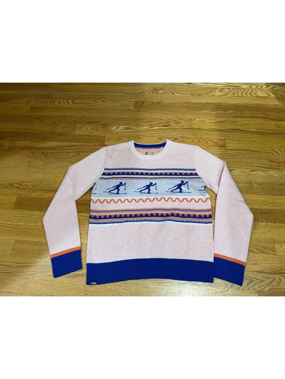 Women's KAVU Hillrose Sweater M Medium pink birdseye jacquard Apres ski
